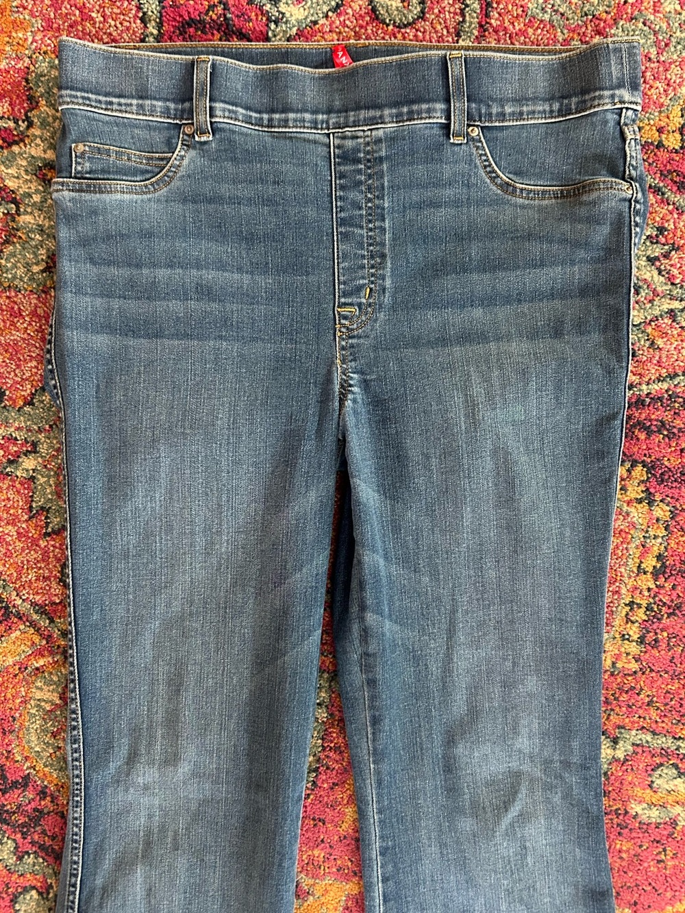 SPANX | Women’s Medium Blue Denim Pull On Flare Leg Shapewear Jeans Size XL - Picture 9 of 15
